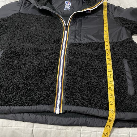 K-Way Jacket Men Size XL Black Le Vrai Orsetto 3.0 Sweatshirt Teddy Sherpa Hood - Picture 6 of 9